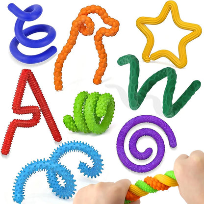 8PCS Sensory Sticks Fidget Toys for Kids And Adults Silicone Bendable Textured Flexible Autism ADHD Quiet Calm Down