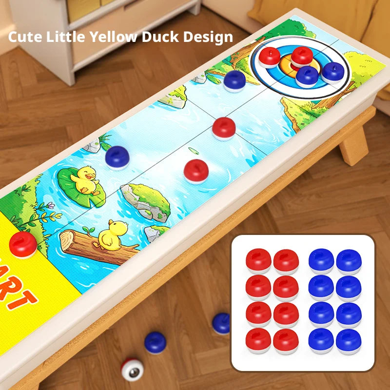 Cartoon Pattern Board Games For Kids: Tabletop Curling Game With 8-16 Rollers & Shuffleboard Pucks, Family Fun Interaction Toys