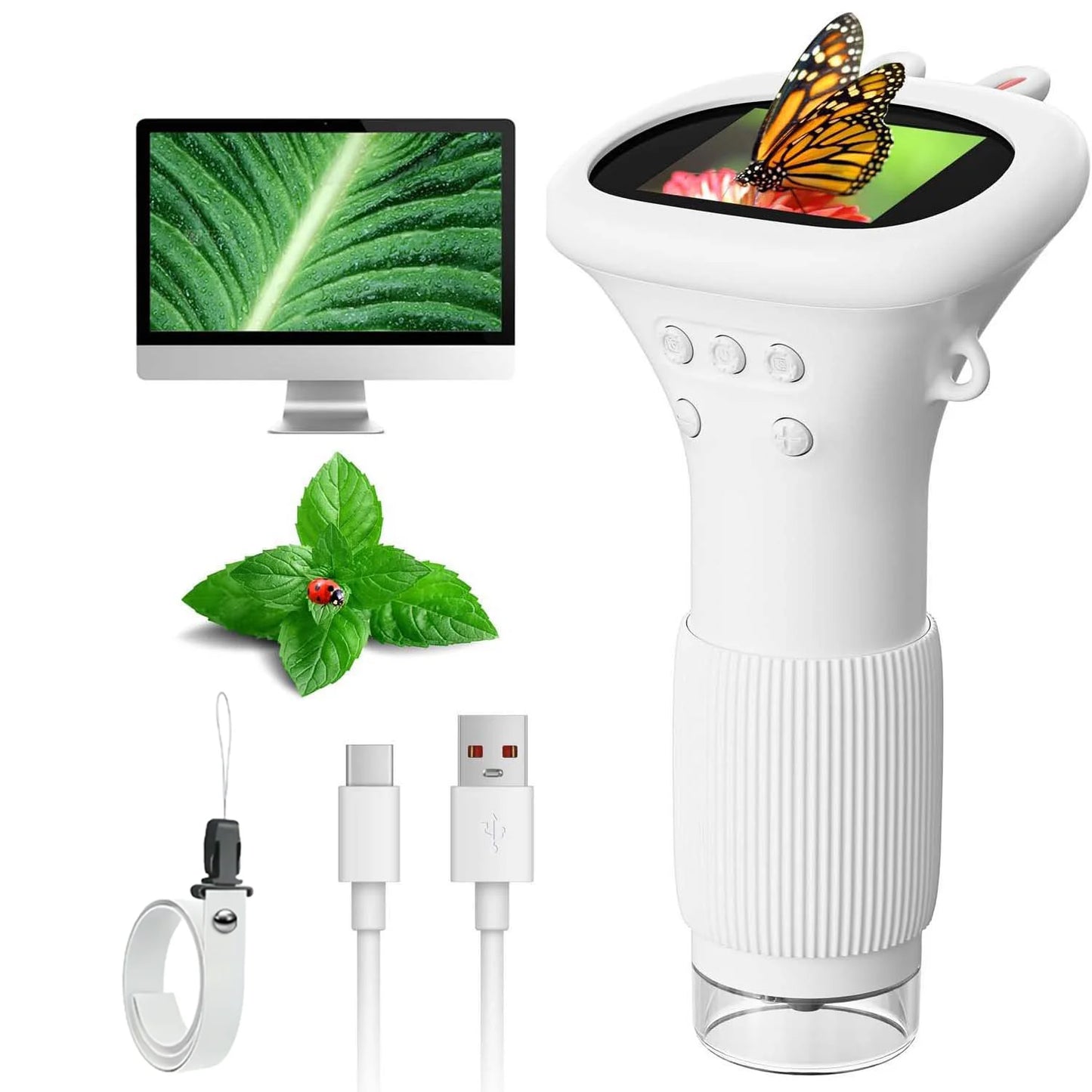 Microscope for Kids Children Microscope with 2 Inch Screen 1000x Zoom Mini Handheld Microscope Camera Christmas Birthday Gifts
