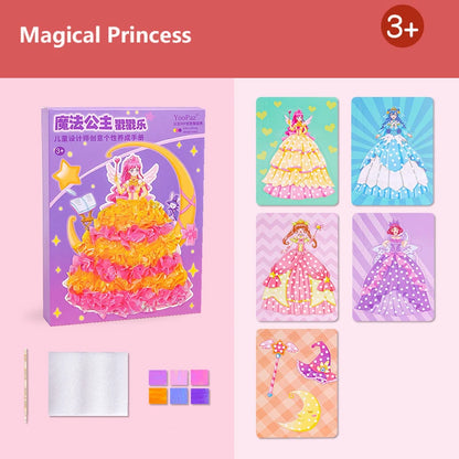Children's Fabric Art Craze Poke Drawing Craft Toys Creative Puzzle Puncture Painting Poking Sticker Kids Birthday Gift For Girl