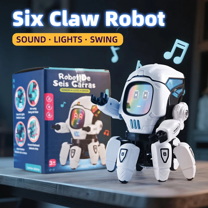 Kids Dance Robots Music LED 6 Claws Octopus Robot Birthday Gift Toys For Children Early Education Baby Toy Boys Girls