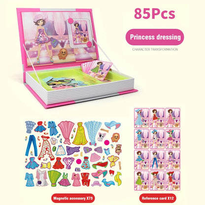 Montessori Children Intelligent Magnetic Book 3D Cartoon Puzzles Jigsaw Brain Training Game Educational Toys Kids Birthday Gift