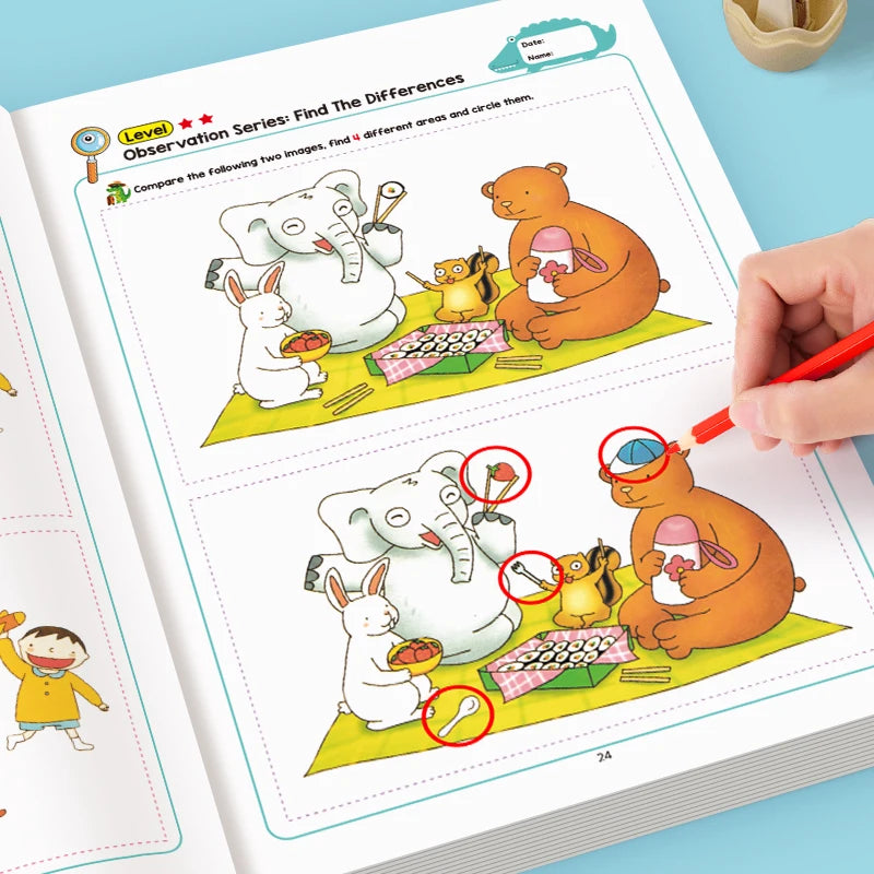 Hidden Differences Activity Book, Featuring 32 Interactive Observation Games and Memory Exercises |   Attention and Concentration Training |   Visual Perception Skills, Focused Attention Games with Numbered Pages |   Find the