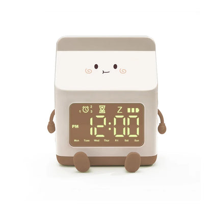 Creative Milk Box Digital Alarm Clock For Kids Digital Display Time/date for Bedroom Cute Digital Desktop Clock Home Decoration