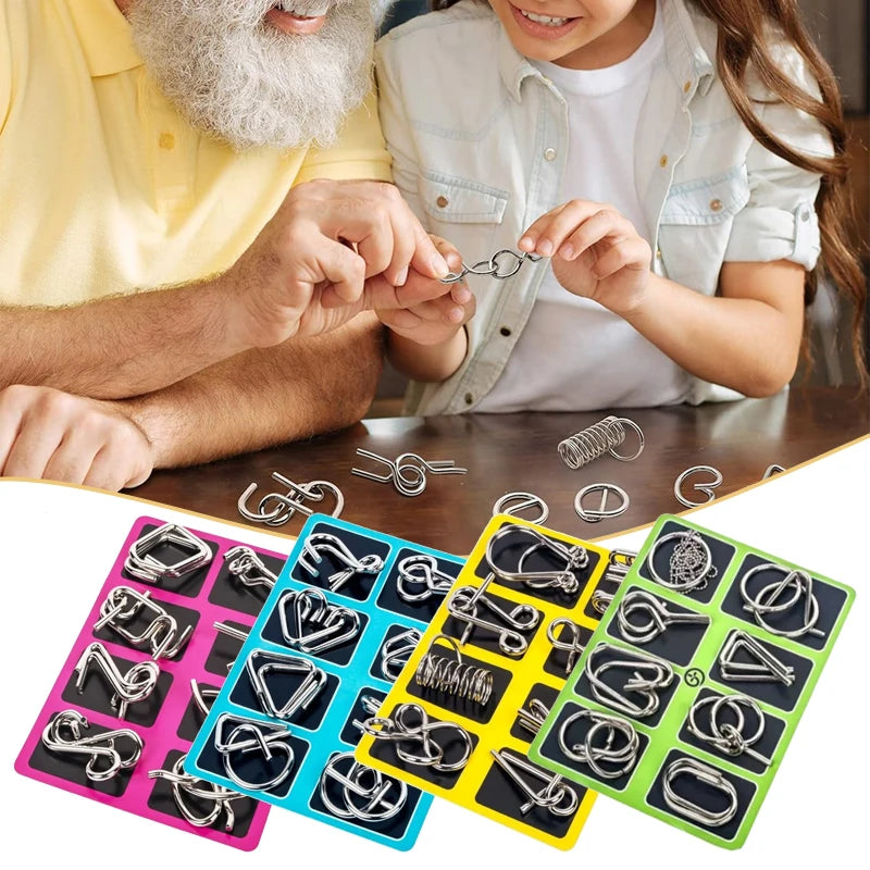 Montessori Series 8 Pcs Metal Educational Toys - Intelligence Interactive Game Unlock Widgets Kids Stress Relief Unique Toy