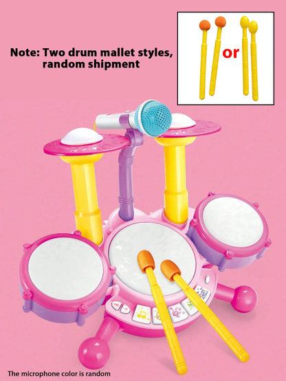 Educational Kids Drum Set for Toddlers 1-3 Years Old Musical Baby Toy with Microphone Girls And Boys Learning Instrument Gift