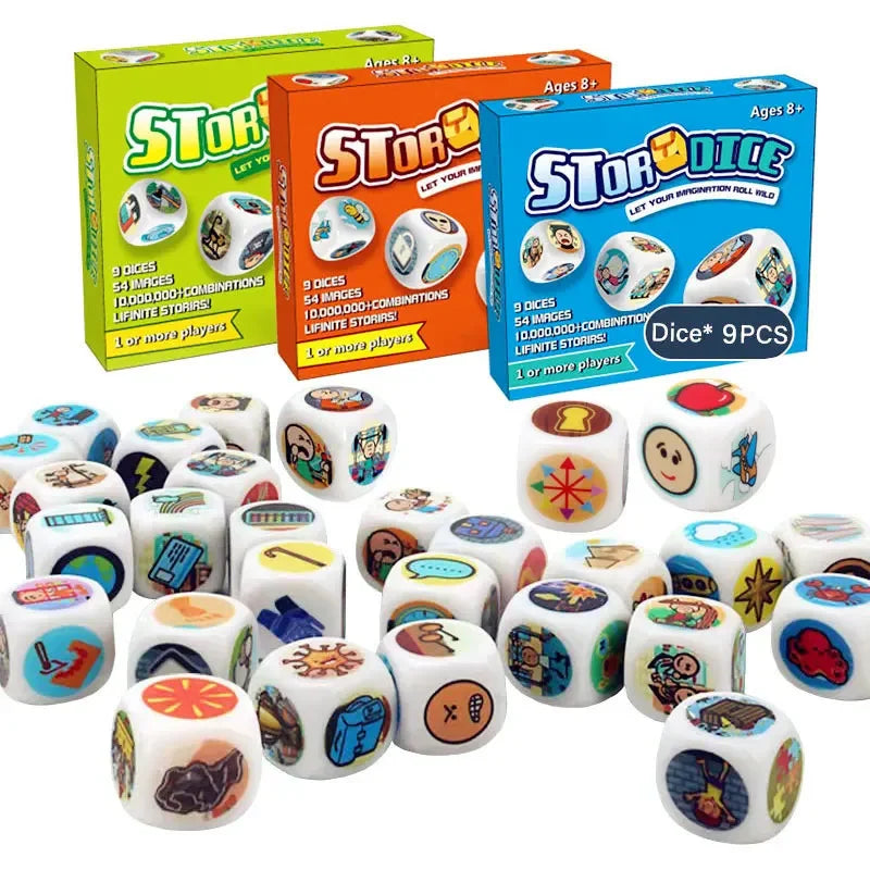 Story Dice Toys for Kids Logical Thinking Training Fun Creative Imaginative Storytelling Party Games Fun Family Interactive Game