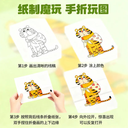 Magic Folding Drawing Book For Kids Creative Paper Craft Activity Book Fun Learning Art 4 Books Set For Children