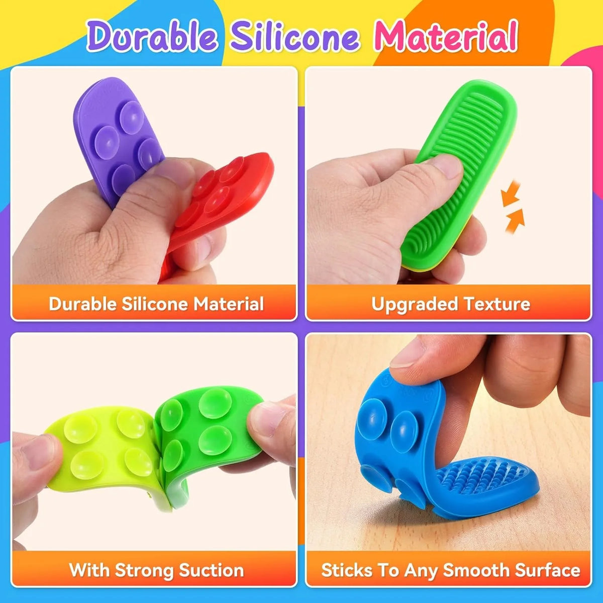 8/16 Pack Fidget Toys Kids Calm Strips Sensory Toys for Kids with Autism, Texture Suction Toys Worry Stone for Calming Down