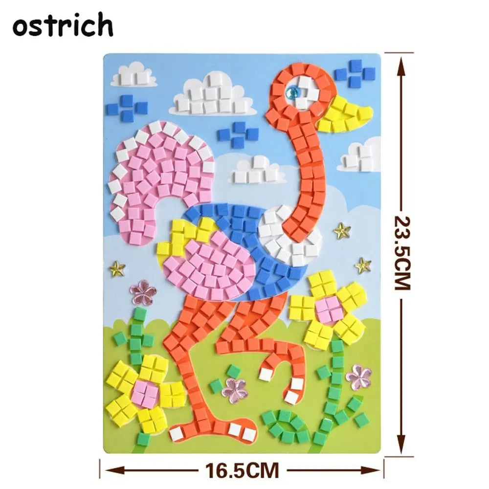 Creative Kids Game  Early Educational DIY Kits 3D Mosaics Puzzle  drawing toys Stickers EVA Foam