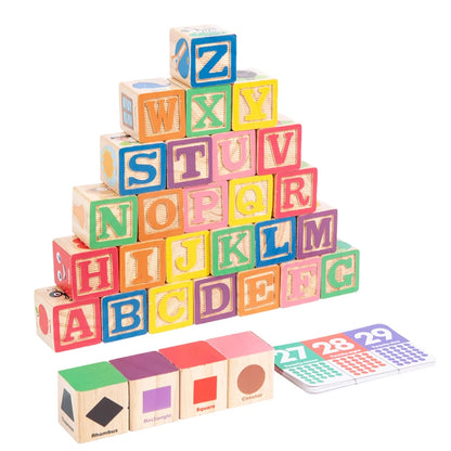 Montessori Wooden Number Blocks Early Learning Toys for Kids Letters Shape Color Animal Cognition Preschool Educational Puzzle