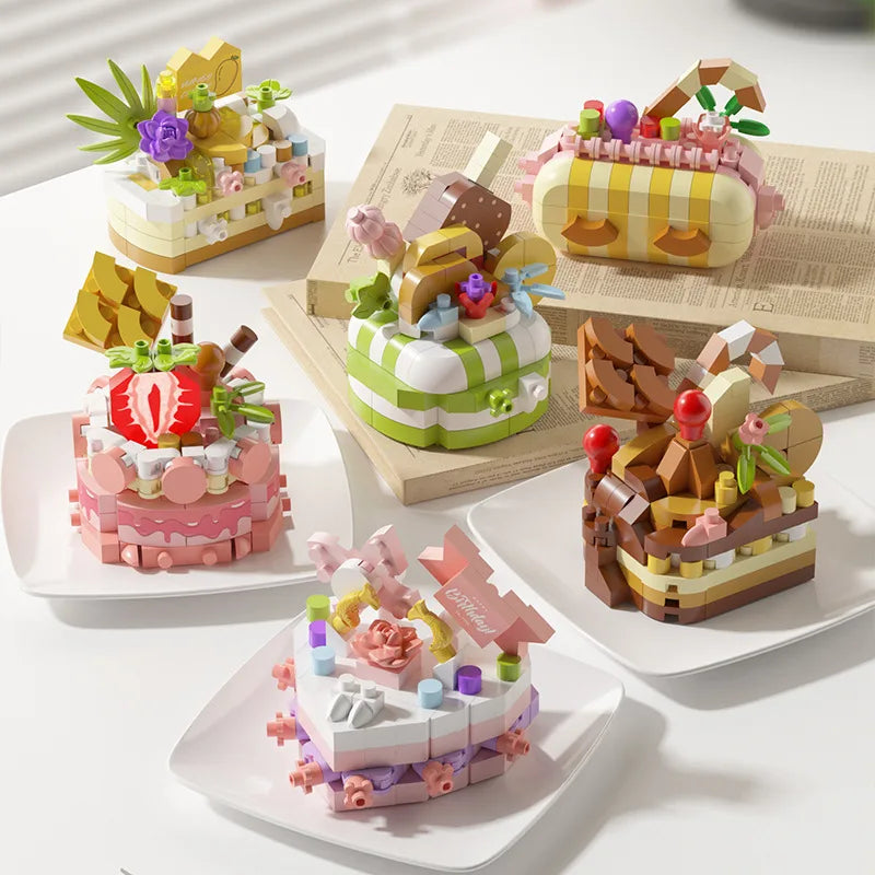 Kids Cake Party DIY Building Blocks Creative Intelligence Assemble Game Early Educational Interactive Toy For Family Time