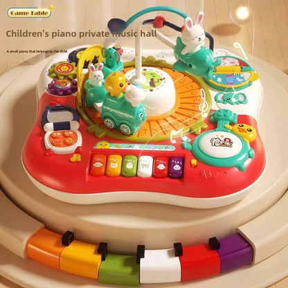 Montessori Activity Table for 6-36 Months 8-in-1 Sensory Learning Toy with Musical Keyboard Educational Play Center for Toddlers
