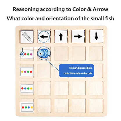 Wooden Montessori Learning Toys Interactive Battle Board Game for Kids Logical Thinking Training Color & Direction Cognition