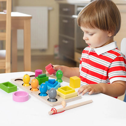 Montessori  Wooden Color Shape Cognitive Classification Matching Puzzle Children's Magnetic Fishing Learning Educational Toys
