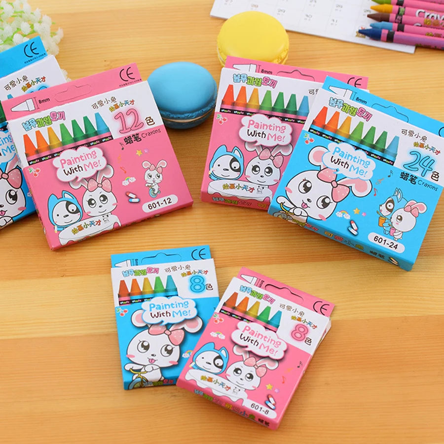 8pcs 8.5cm Boxed Color Crayon Children Painting Art Kits Creative Handmade Drawing Crayon Cute Painting Set Gift for Kids