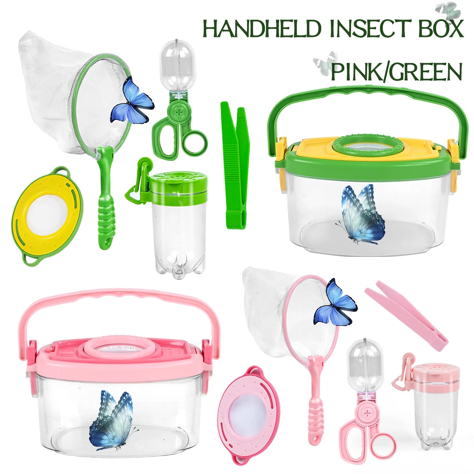 Outdoor Exploration Magnifying Glass, Insect Handheld Observation Box, Capture Tool, Butterfly Net Cage, Insect Trap, Clamp