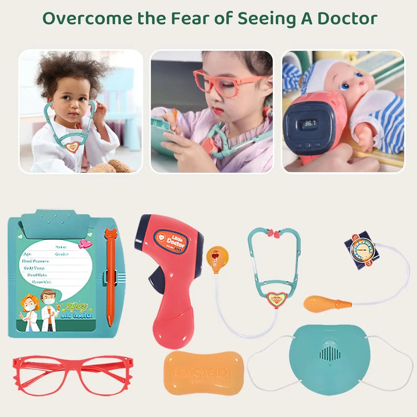 Doctor Kit for Toddlers,Realistic Kids Doctor Playset with Toy Stethoscope, Medical Tools & CT Scanner,Educational Birthday Gift