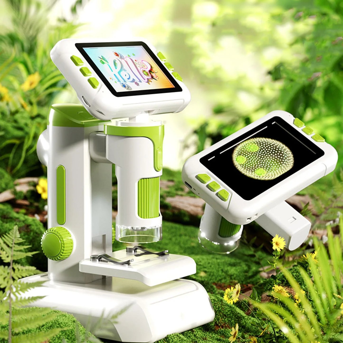 Kids Microscope 1600X 4 Inch LCD Screen Handheld Desktop Digital Microscope with LED Light for Education Kids Digital Microscope
