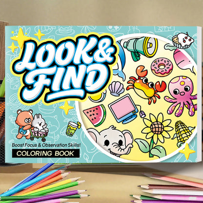 Look and Find Activity Book for Kids with Hidden Objects, Focus Attention Practice, Fun Coloring Activity Book for Home School
