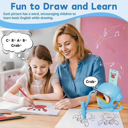 New Kids Drawing Robot Interactive Educational Auto Drawing Robot with 100 Cards for Boys Girls Preschool Learning