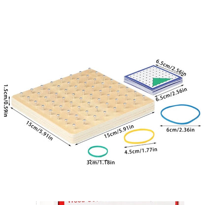 Wooden Geoboard Mathematical Learning Toy With Elastic Rubber Bands For Kids Toddler Early Learning And Creative Play F19E