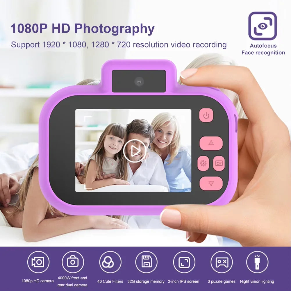 Children Camera 4000W Pixels 1080P HD Screen Dual Cameras Kids Electric Toys For Baby Camara Foto Infantil Children's Gifts