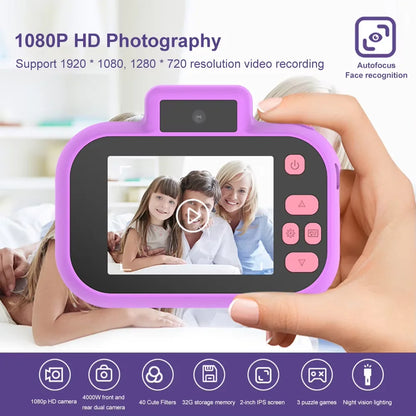 Children Camera 4000W Pixels 1080P HD Screen Dual Cameras Kids Electric Toys For Baby Camara Foto Infantil Children's Gifts