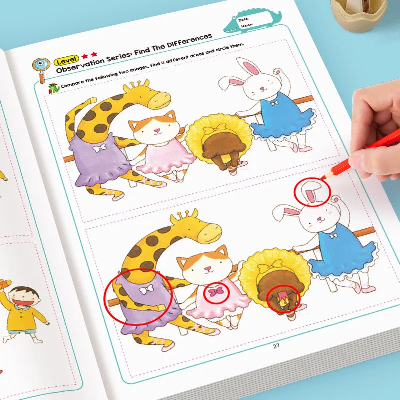 Montessori Look And Find Different Game Improve Visual Perception Skills Toddler Early Education Colorful Learning Book for Kids