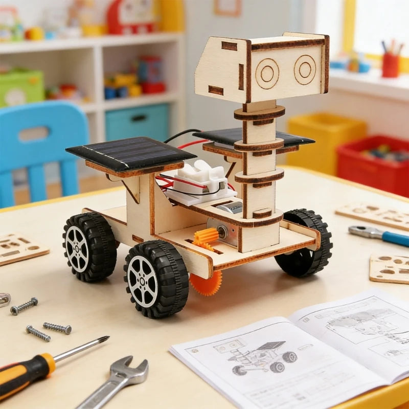 Solar Powered Moon Vehicle Education Science Project Kits Kids Early Learning Toy