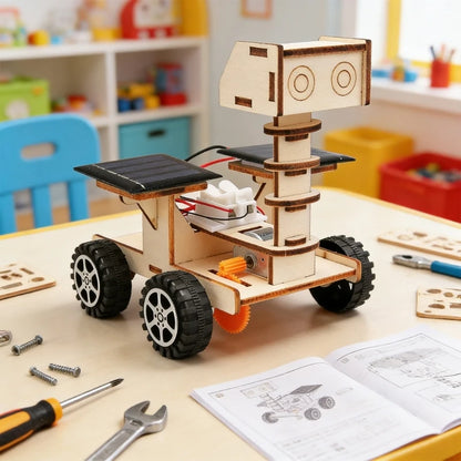 Solar Powered Moon Vehicle Education Science Project Kits Kids Early Learning Toy