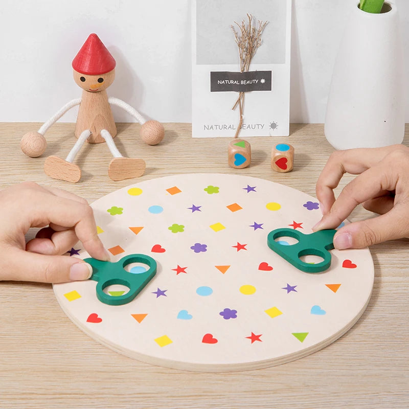 Montessori Matching Game Board Colors And Shapes Learning Puzzle Toy Concentration With Dice Interactive Educational Board Game