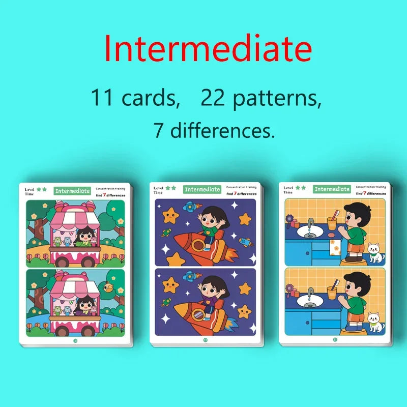 Children's Focus and Observation Training, Spot the Difference, from Hyperactivity to Concentration, Educational Game Cards