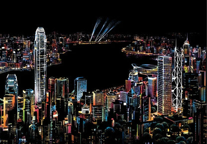 Handmade DIY Scratch Art Painting Toy Colorful City Night View Painting Learning Card Scratching Toy Kids Creative Birthday Gift