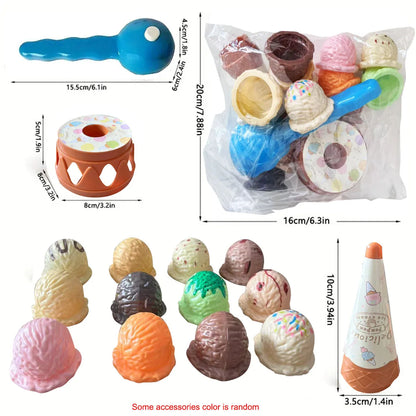 Children Simulation Food Kitchen Toy lceCream Stack Up Play Kids Pretend PlayToys Educational Toys For Baby Gifts