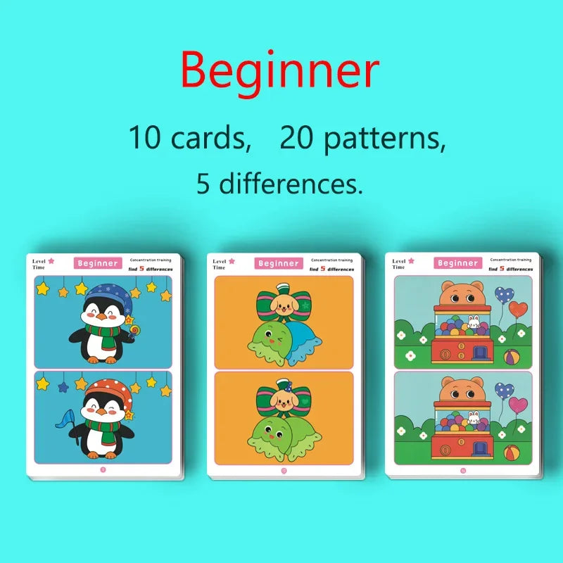 Children's Focus and Observation Training, Spot the Difference, from Hyperactivity to Concentration, Educational Game Cards
