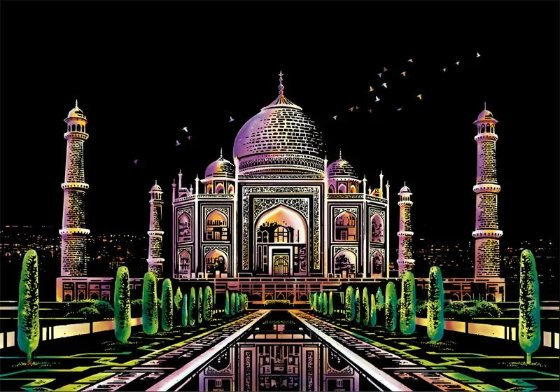 Handmade DIY Scratch Art Painting Toy Colorful City Night View Painting Learning Card Scratching Toy Kids Creative Birthday Gift