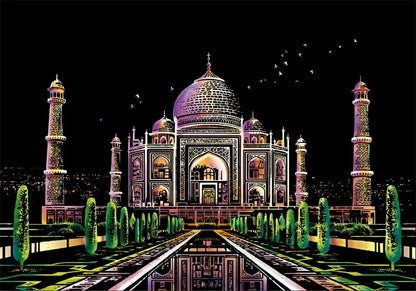 Handmade DIY Scratch Art Painting Toy Colorful City Night View Painting Learning Card Scratching Toy Kids Creative Birthday Gift