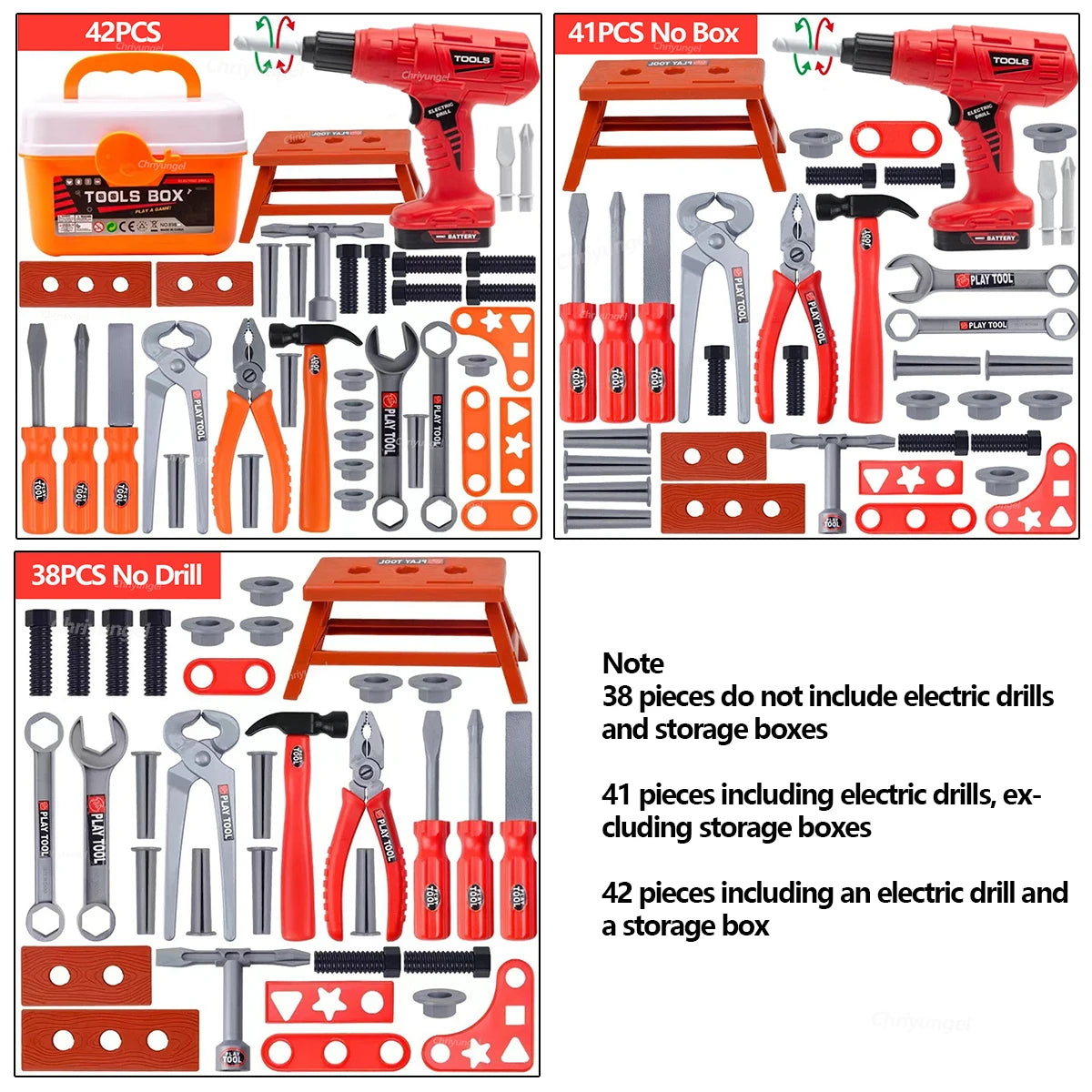 Kids Tool Set Toys 38/41/42 PCS Pretend Play Repair Construction Tool Kit for Toddlers Educational Learning Toys Boys Girls Gift