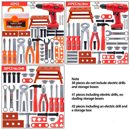 Kids Tool Set Toys 38/41/42 PCS Pretend Play Repair Construction Tool Kit for Toddlers Educational Learning Toys Boys Girls Gift