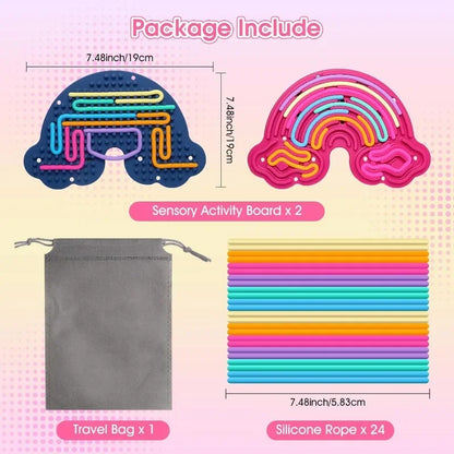 Sensory Activity Board Rainbow Silicone Fidget Toys for Calming Stress Anxiety ADHD Autism for Inspire Kid's 3+ Creative Talents
