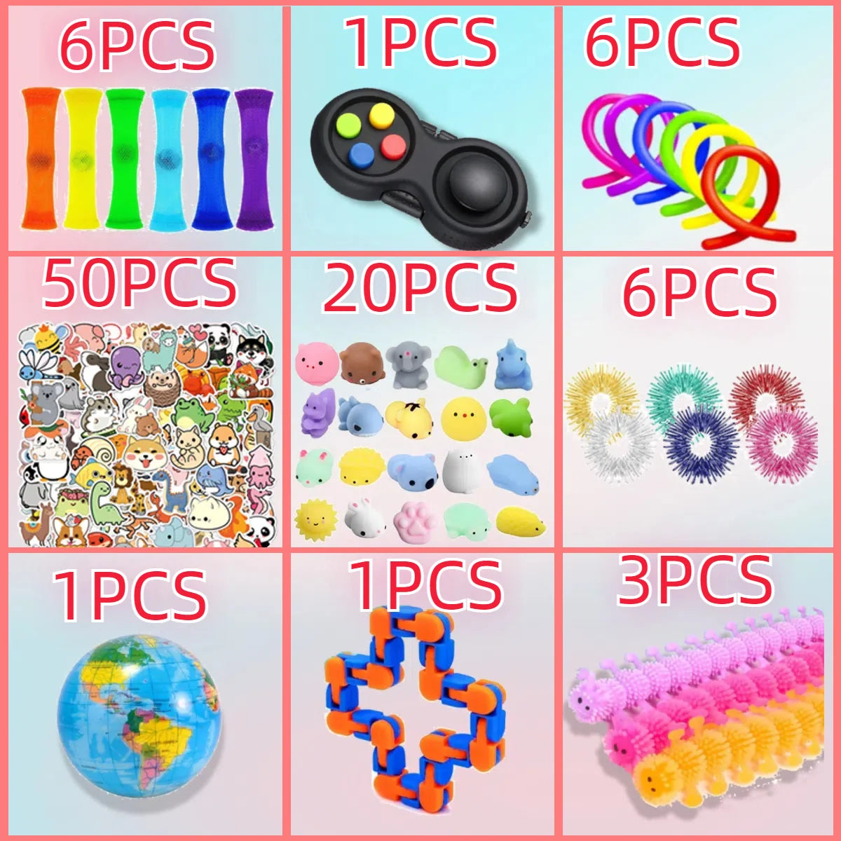 120Pcs Fidget Toys Set Autism ADHD Sensory Toy Bulk Fidgets for Classroom Squishy Toy Party Favors for Adults Kids Boys Girls
