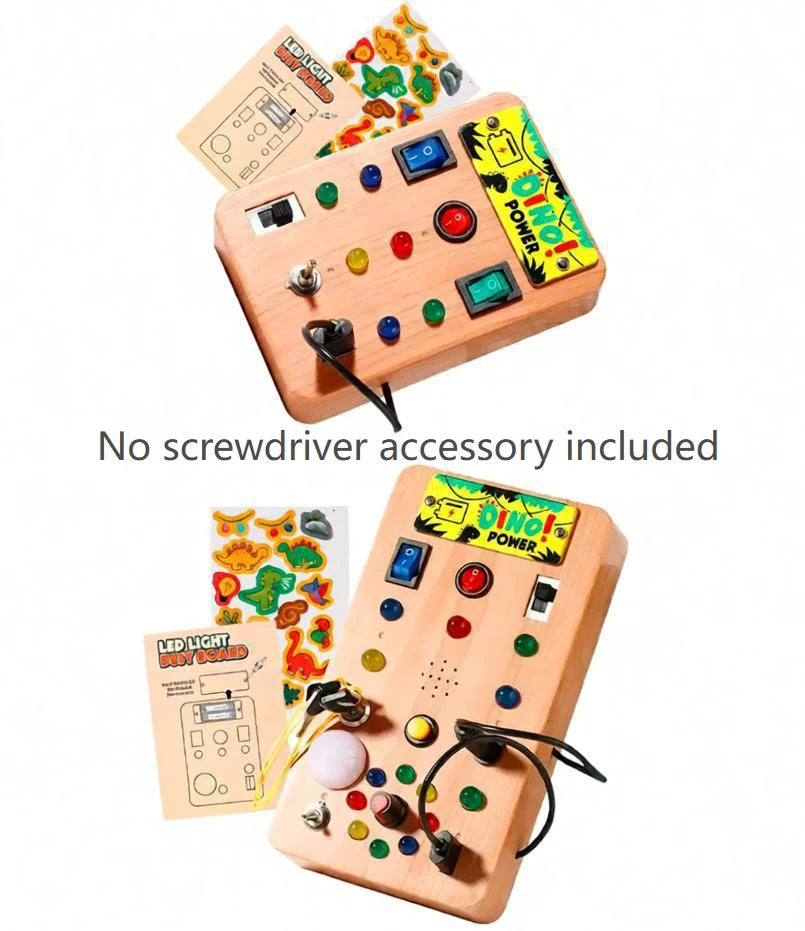 Children's Montessori LED Light Busy Board Simulation Switch Power Board Busy Light Button Puzzle Early Education Learning Toy
