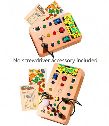 Children's Montessori LED Light Busy Board Simulation Switch Power Board Busy Light Button Puzzle Early Education Learning Toy