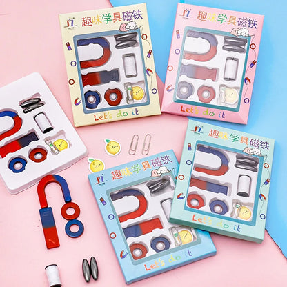 Kids Physics Science Experiment Toy Kit U-shaped Magnet Compass Set Science Physics Educational Learning Toys Birthday Gift