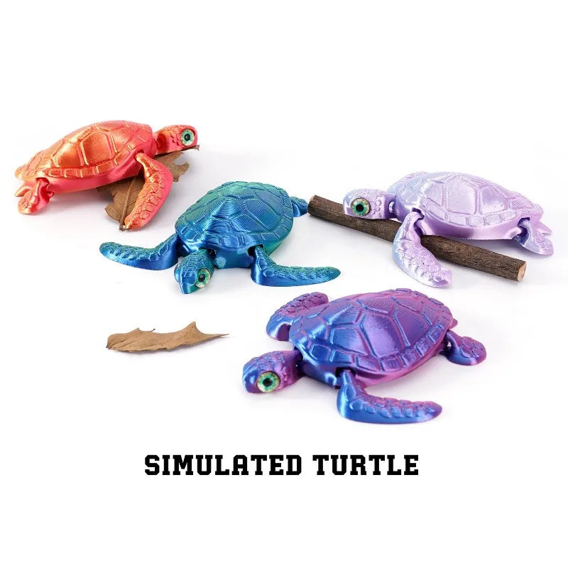 Creative Kids Toy 3D Printed Turtle Figurine Movable Joints | Desktop Decor for Christmas & Birthday Gifts