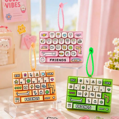 Creative 26 Keys Keyboard Fidget Keychain Cartoon 26 Keys Fidget Keyboard Anti Stress Keyboard Shaped Keyboard Keychain
