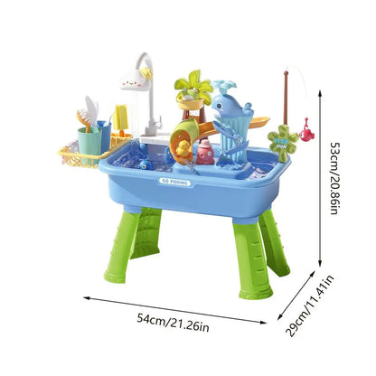 Water Table for Kids Summer Toys Play Sink with Running Water for Boys Girls Preschoolers Backyard Patio Beach Camping Daycare