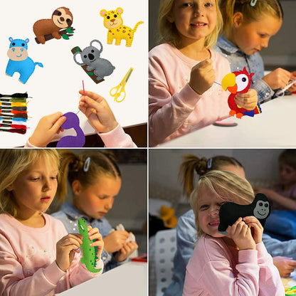 Kids Sewing Kit Woodland Animals Craft DIY Sewing Felt Plush Animals for Kids Beginners Educational Sewing Ornaments Art Toy Set