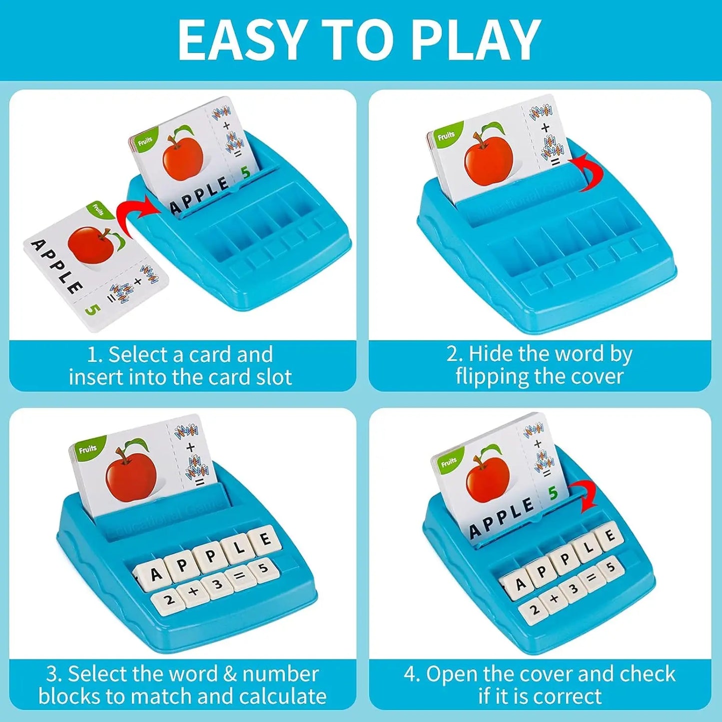 Educational Toys Learning Games for Kids 2 in 1 Matching Letter Spelling Number Cognition Early Math Game for Boys Girls Gifts